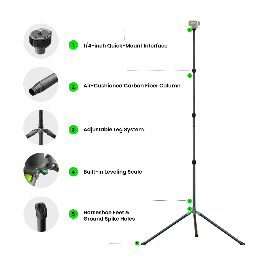 XbotGo NT4 Pro+ Carbon Fiber Tripod (12.8ft)
