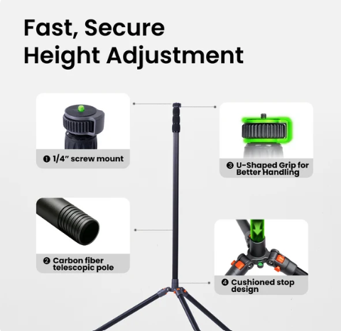 XbotGo NT4 PRO Carbon Fiber Tripod – 12.8ft